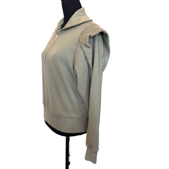 FRAME ~ Women's Shoulder Detail Half Zip Sweatshirt Size S FALL BONFIRE - Picture 3 of 6